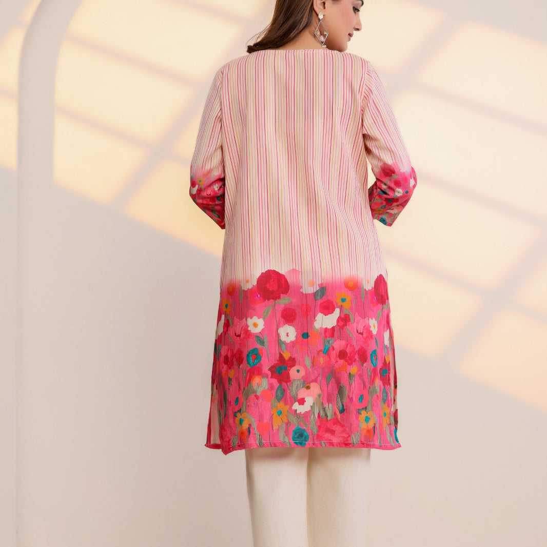 Beige Cotton 3-Piece Co-Ord Set with Placement Print & Sequin Detail – JY 09