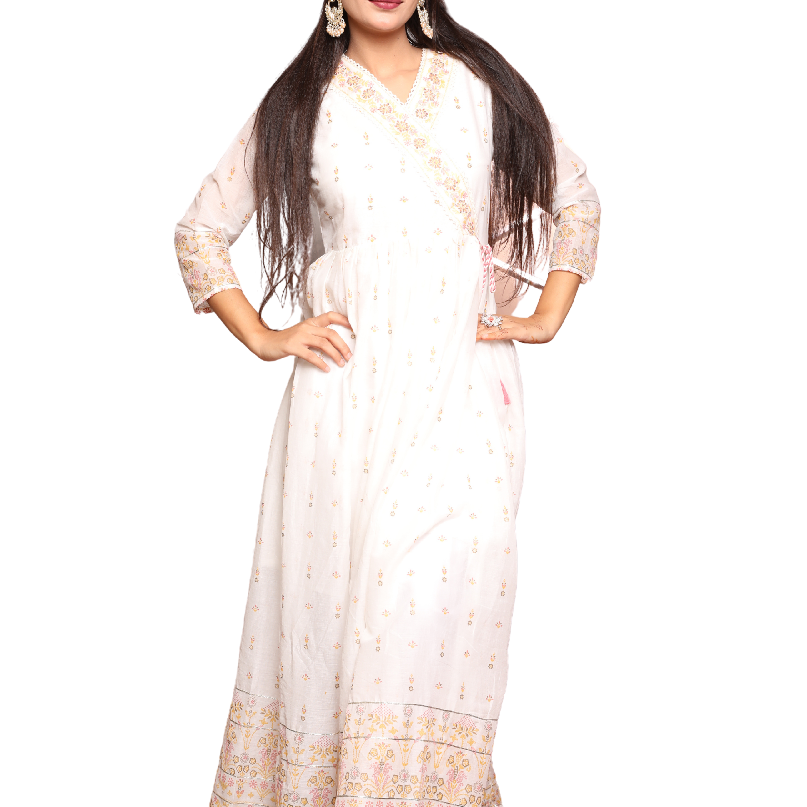 Women’s Anarkali Suit Set with Embroidery, Sequin Highlights & Lace Work – Includes Dupatta