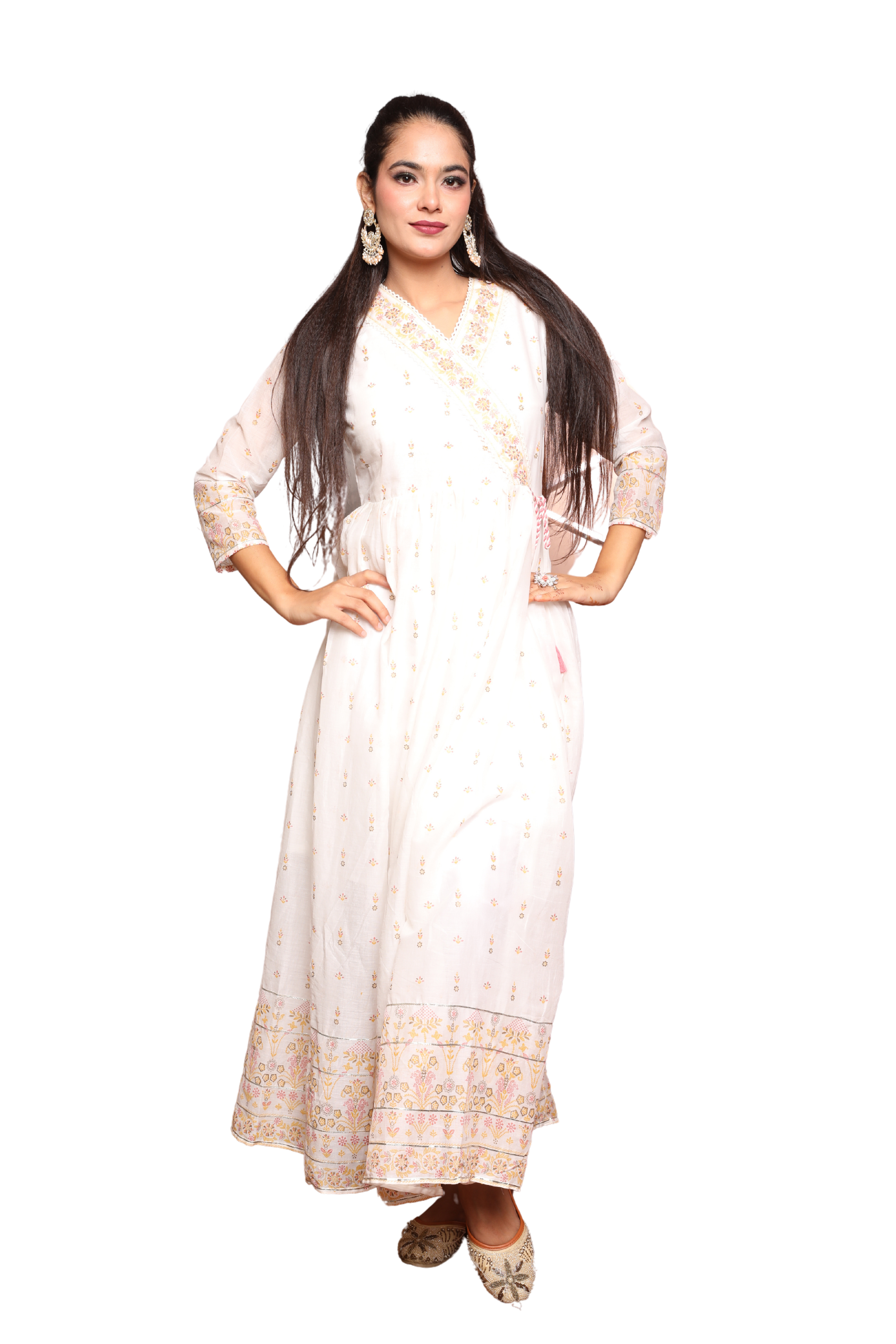 Women’s Anarkali Suit Set with Embroidery, Sequin Highlights & Lace Work – Includes Dupatta