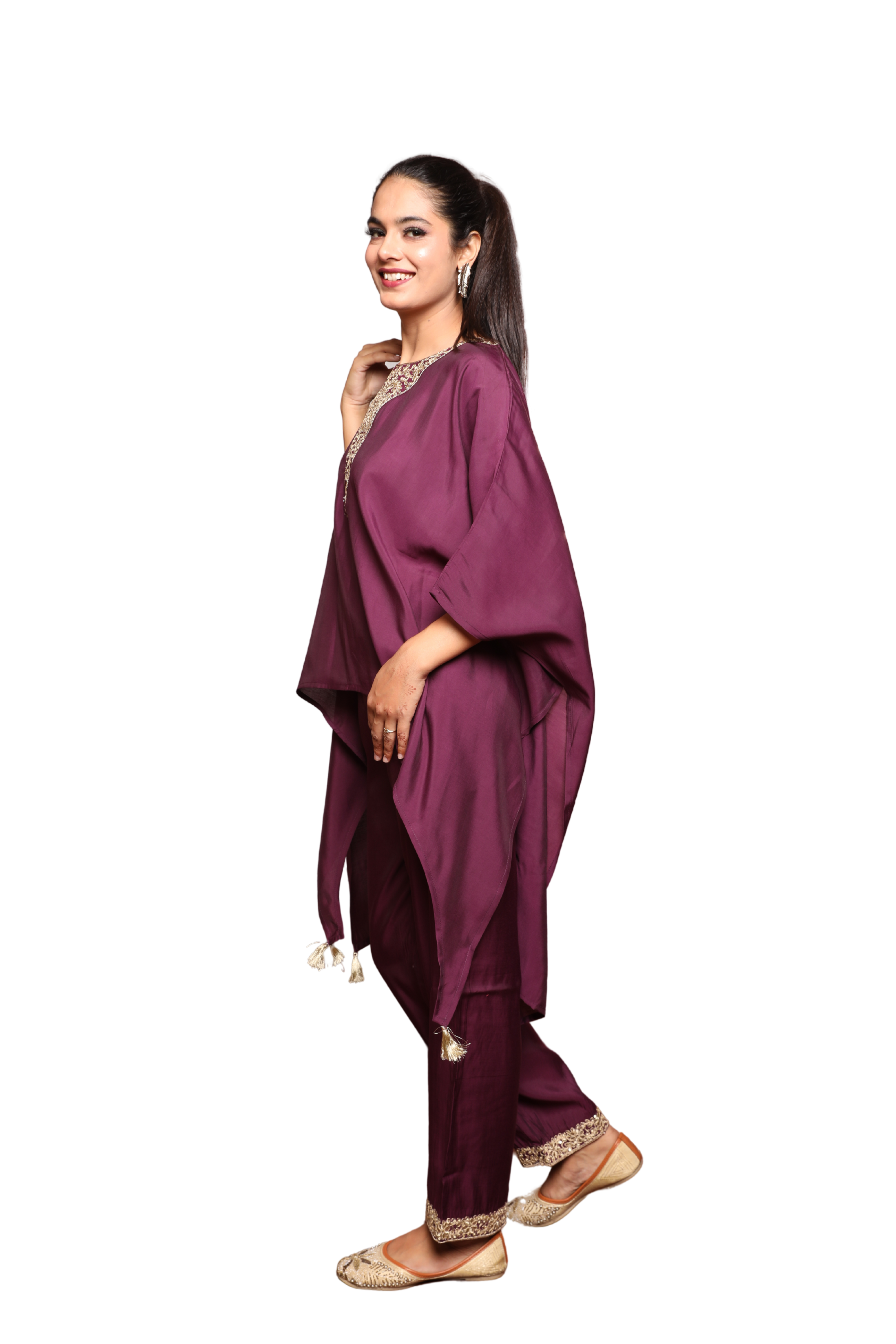Women’s 2-Piece Cord Set with Zari Embroidery on Yoke and Pocketed Pants