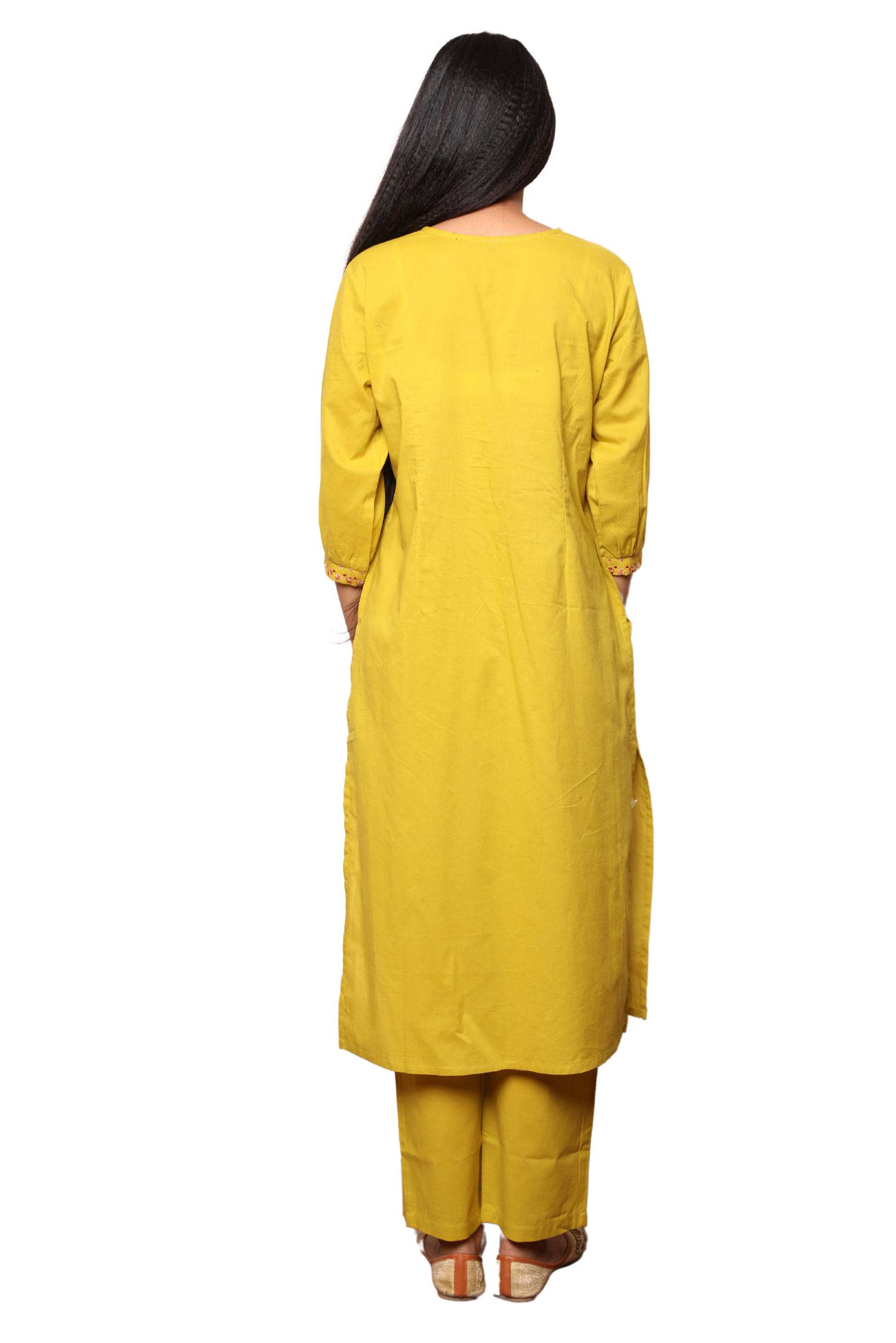 Women’s 2-Piece Nyra Cut Kurta Set with Embroidery on Yoke & Sleeves and Pocketed Pants