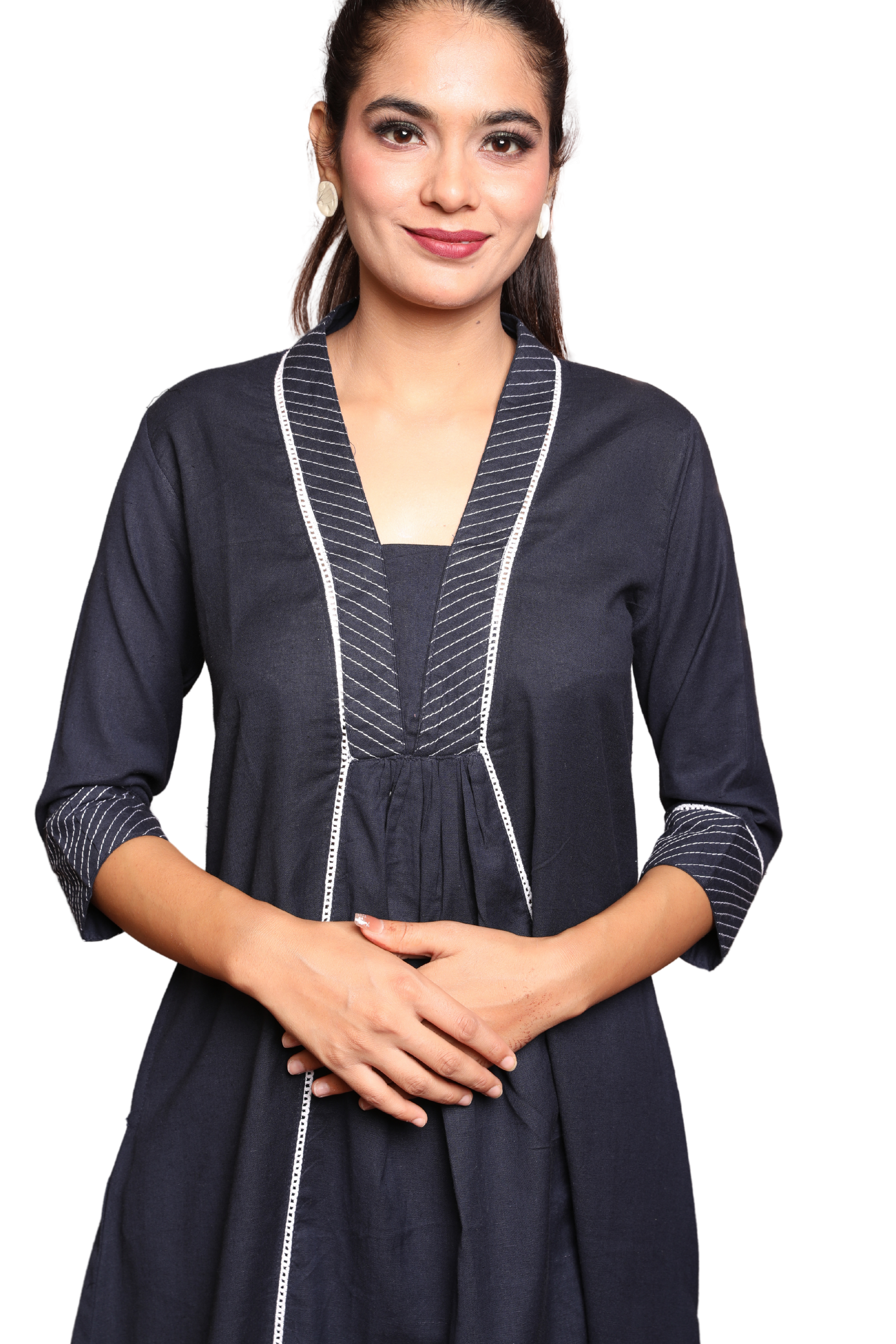 3-Piece Flex Cotton Suit Set with Lace & Floral Embroidery