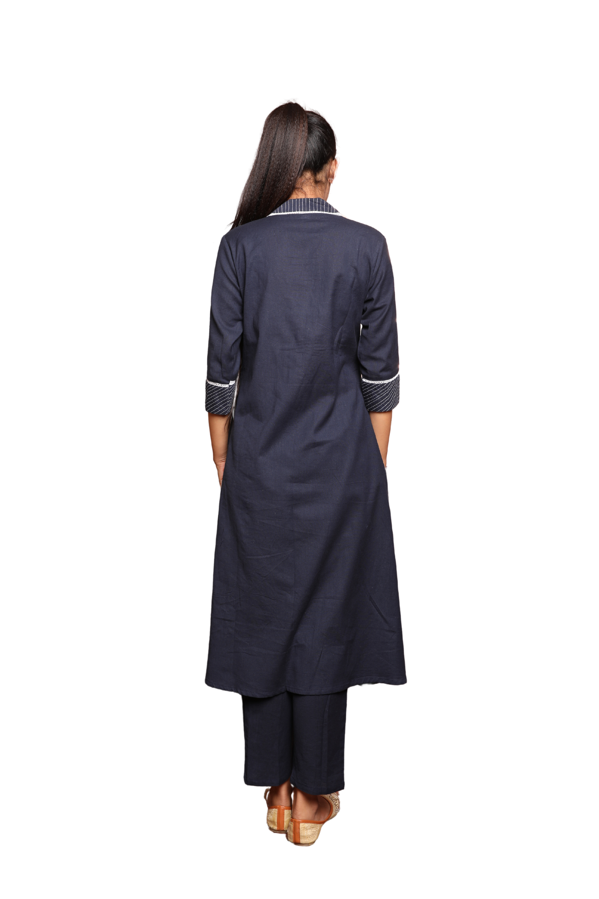 3-Piece Flex Cotton Suit Set with Lace & Floral Embroidery