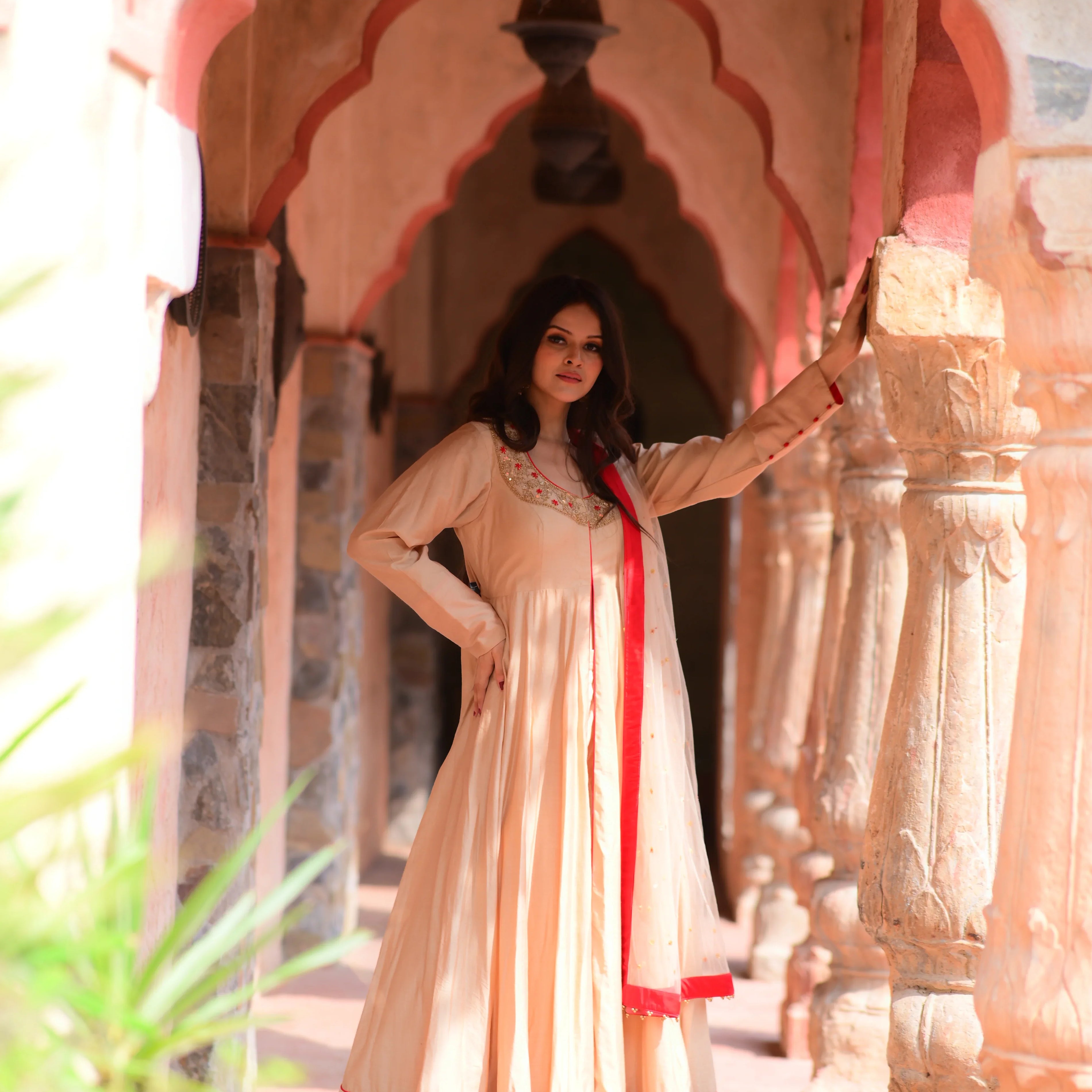 Champagne Anarkali Set