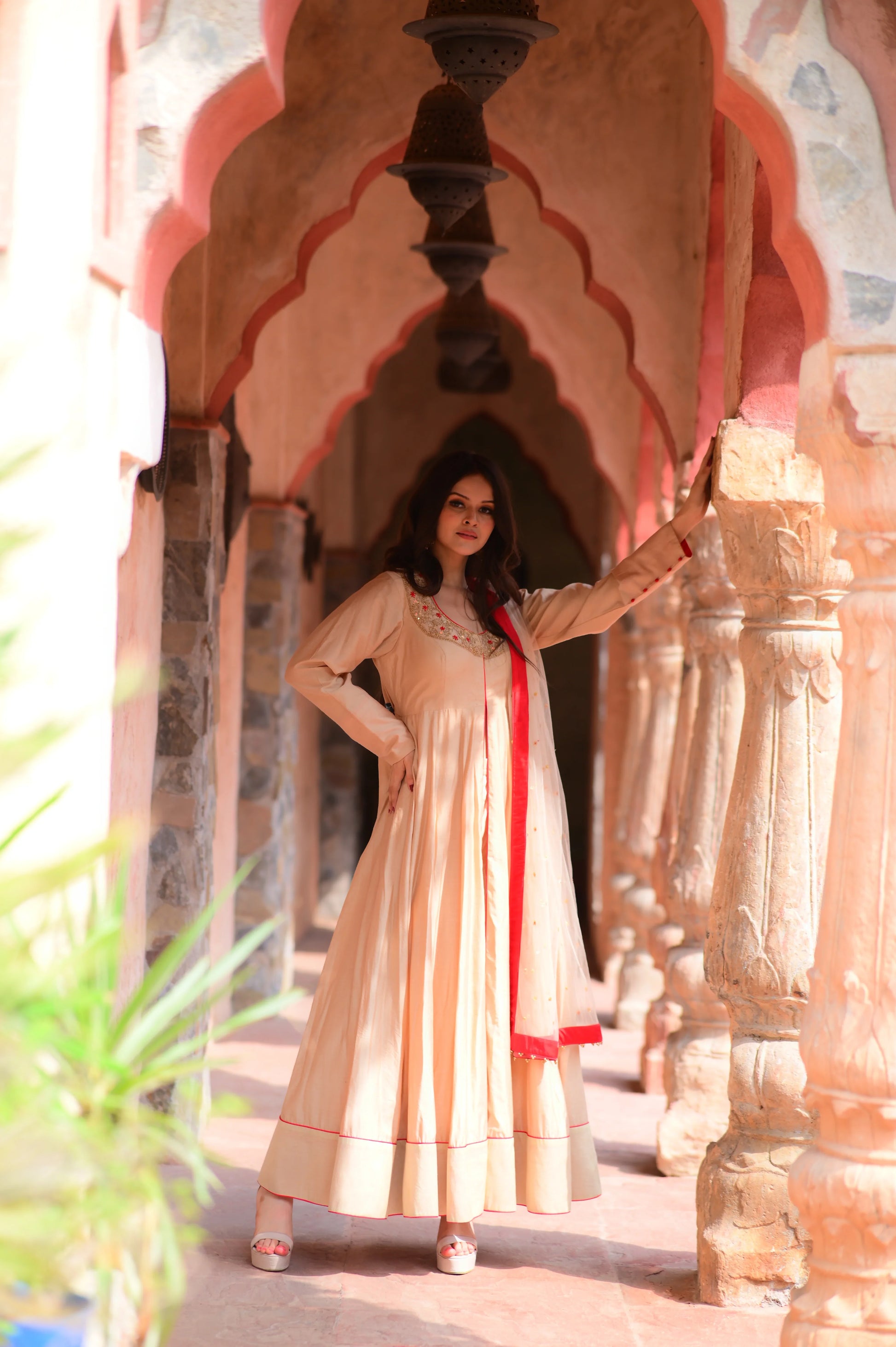 Champagne Anarkali Set