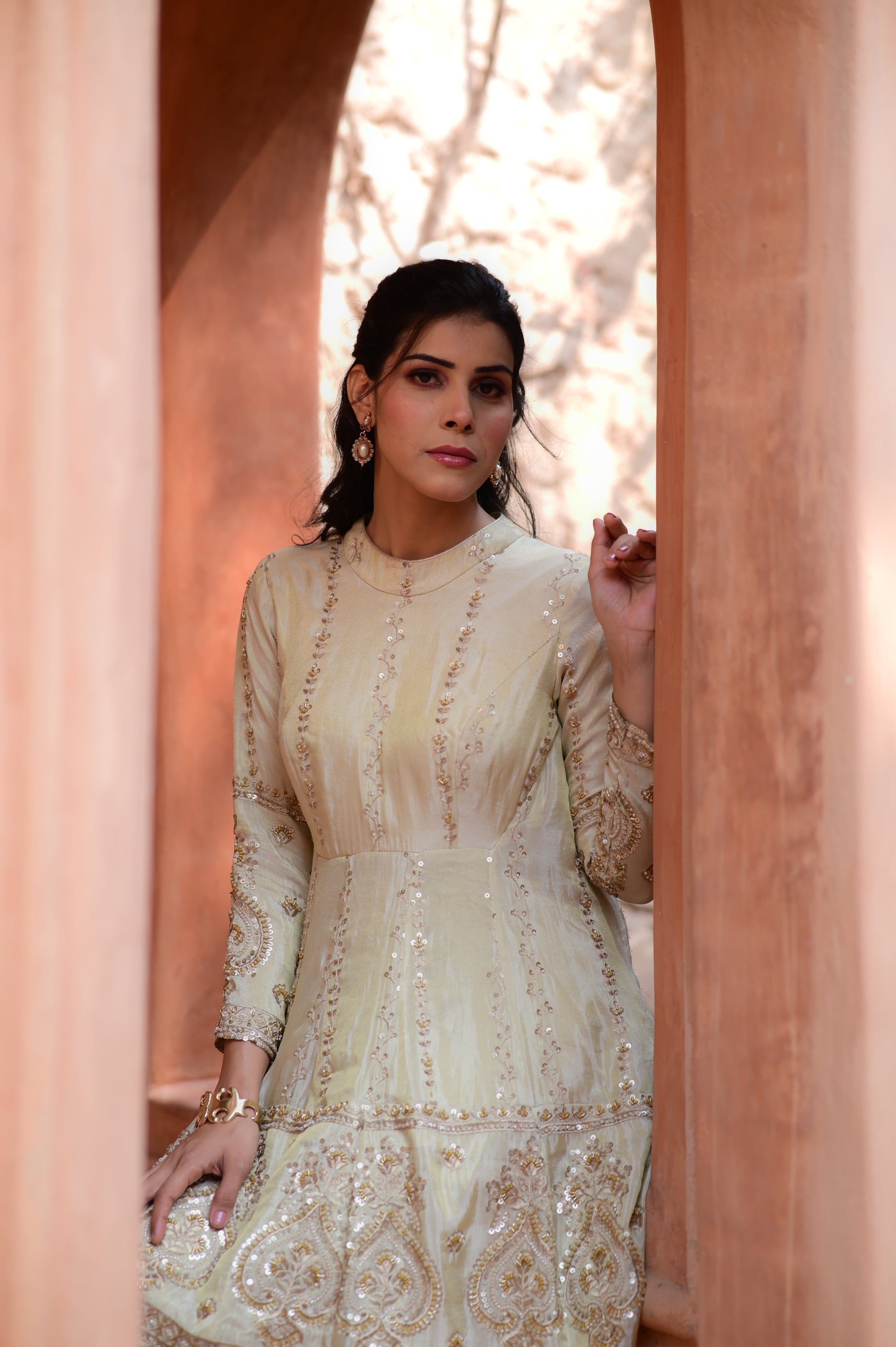 Luxe Golden Embroidered Anarkali