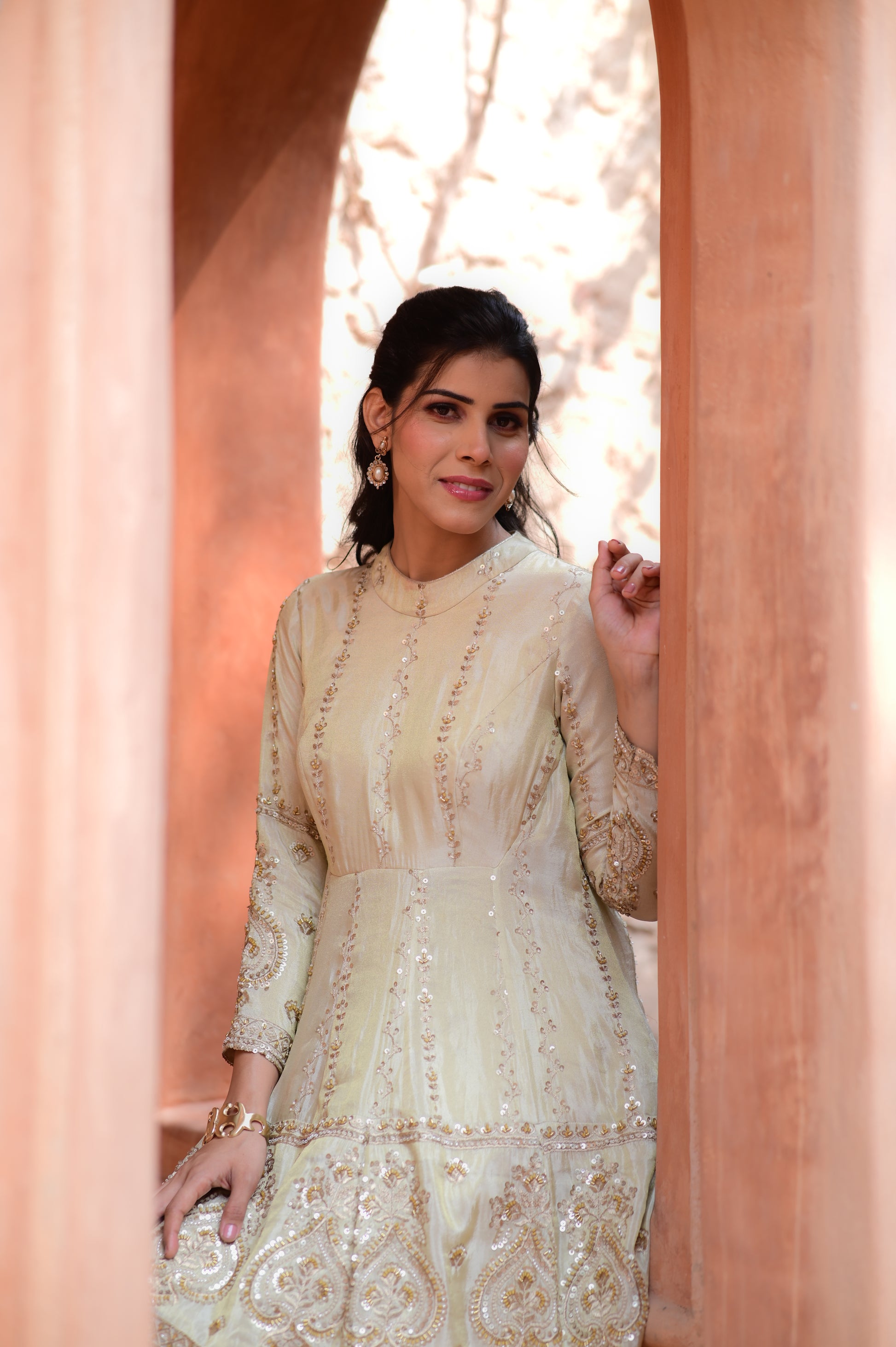 Luxe Golden Embroidered Anarkali