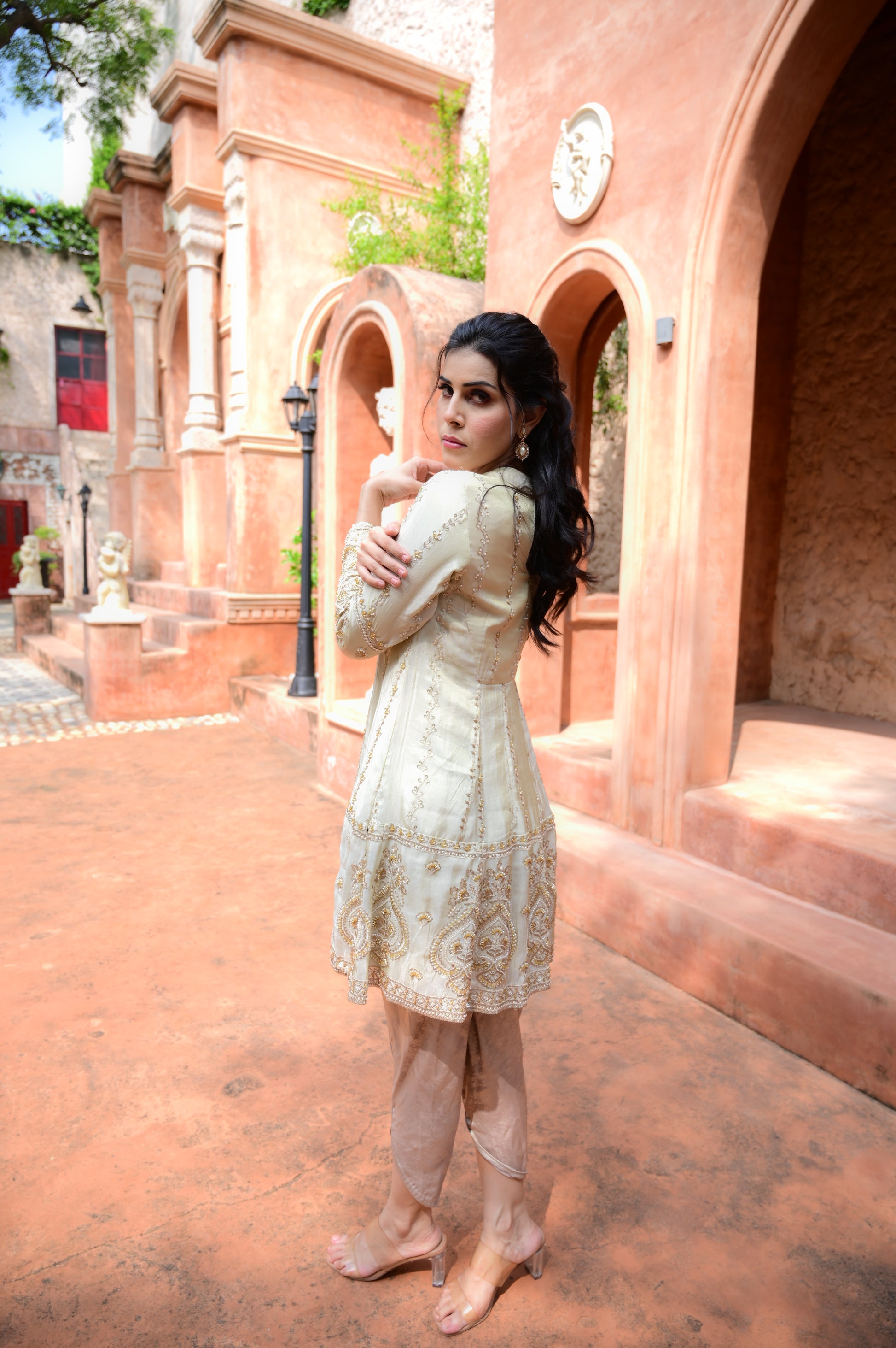 Luxe Golden Embroidered Anarkali