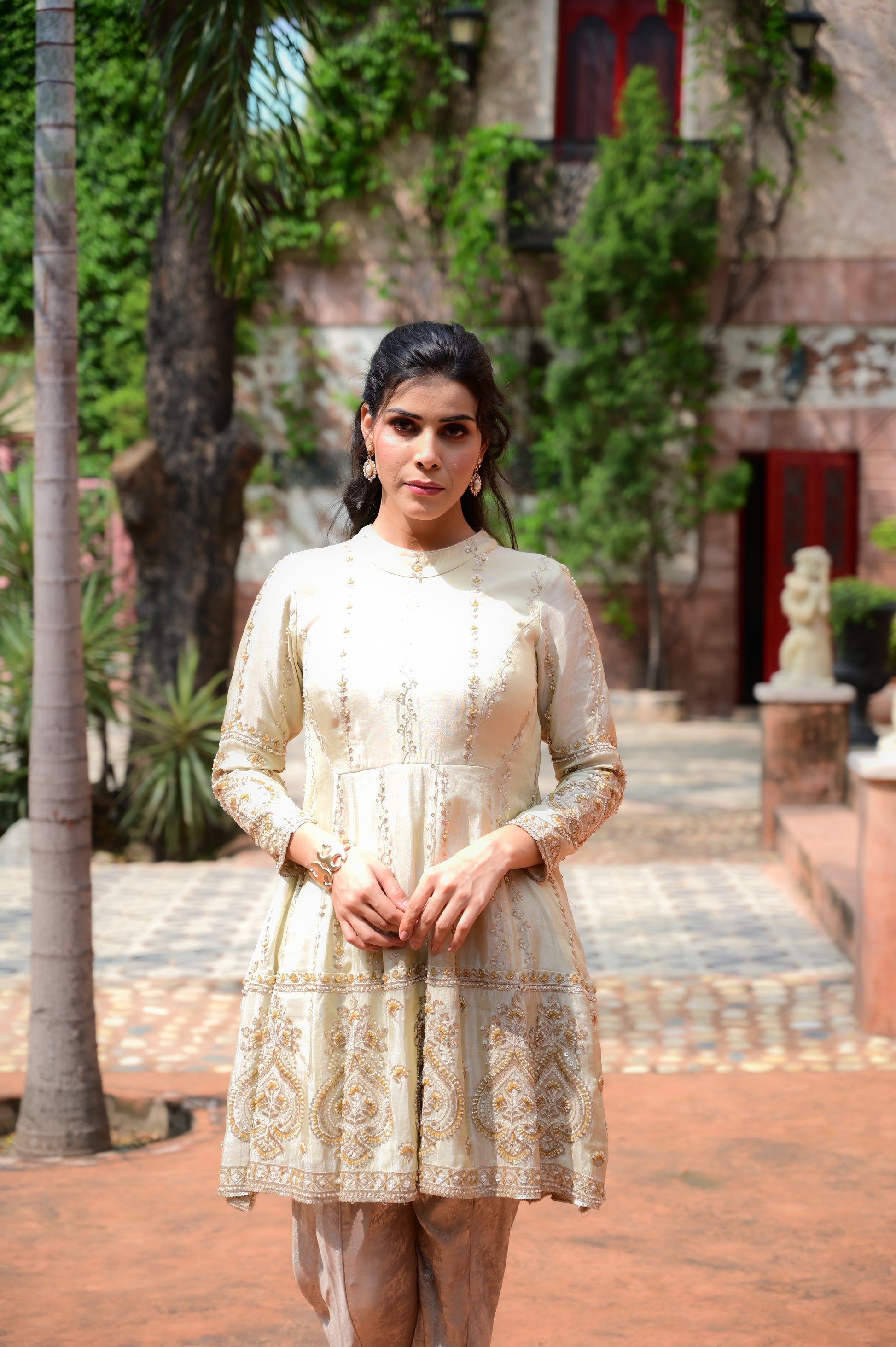 Luxe Golden Embroidered Anarkali
