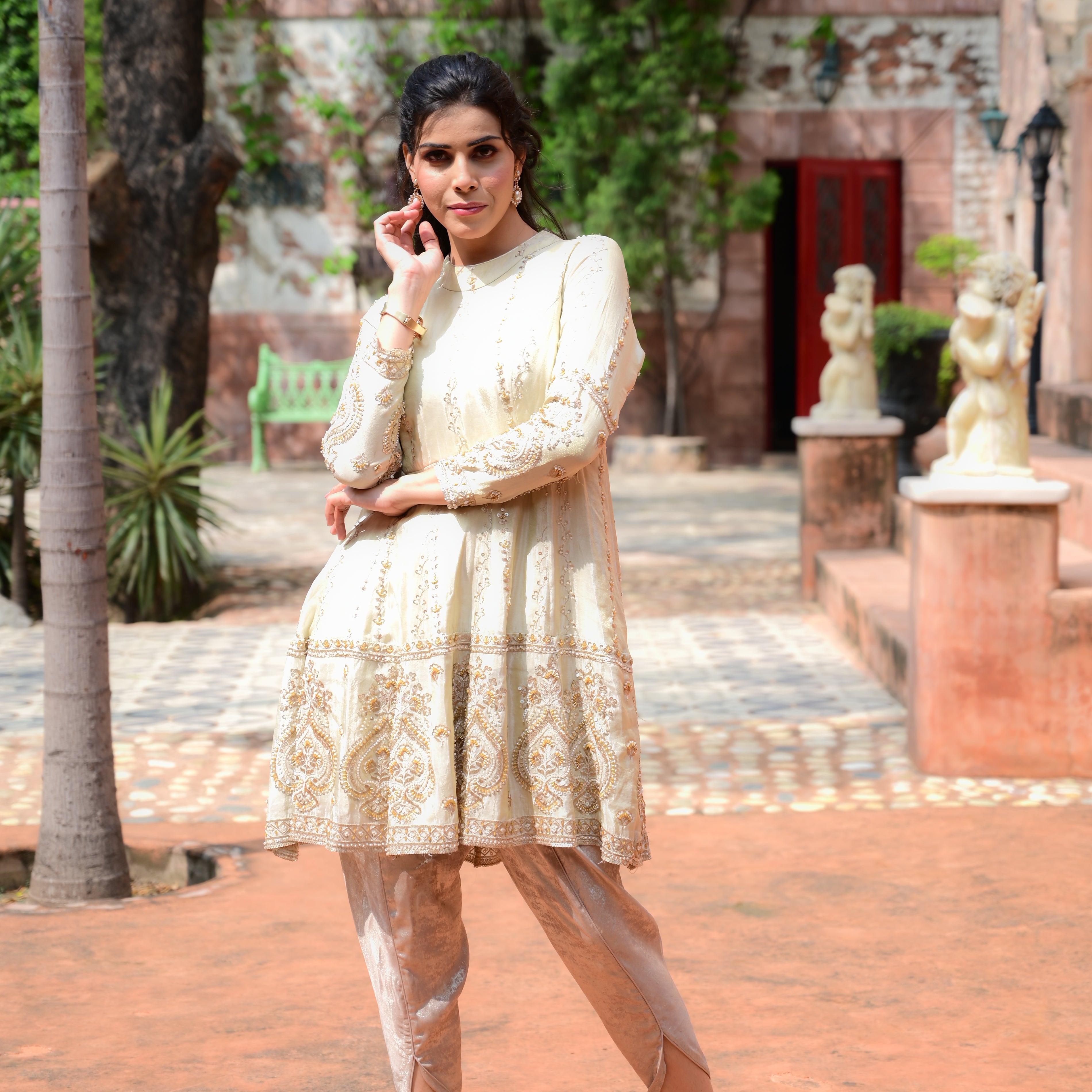 Luxe Golden Embroidered Anarkali