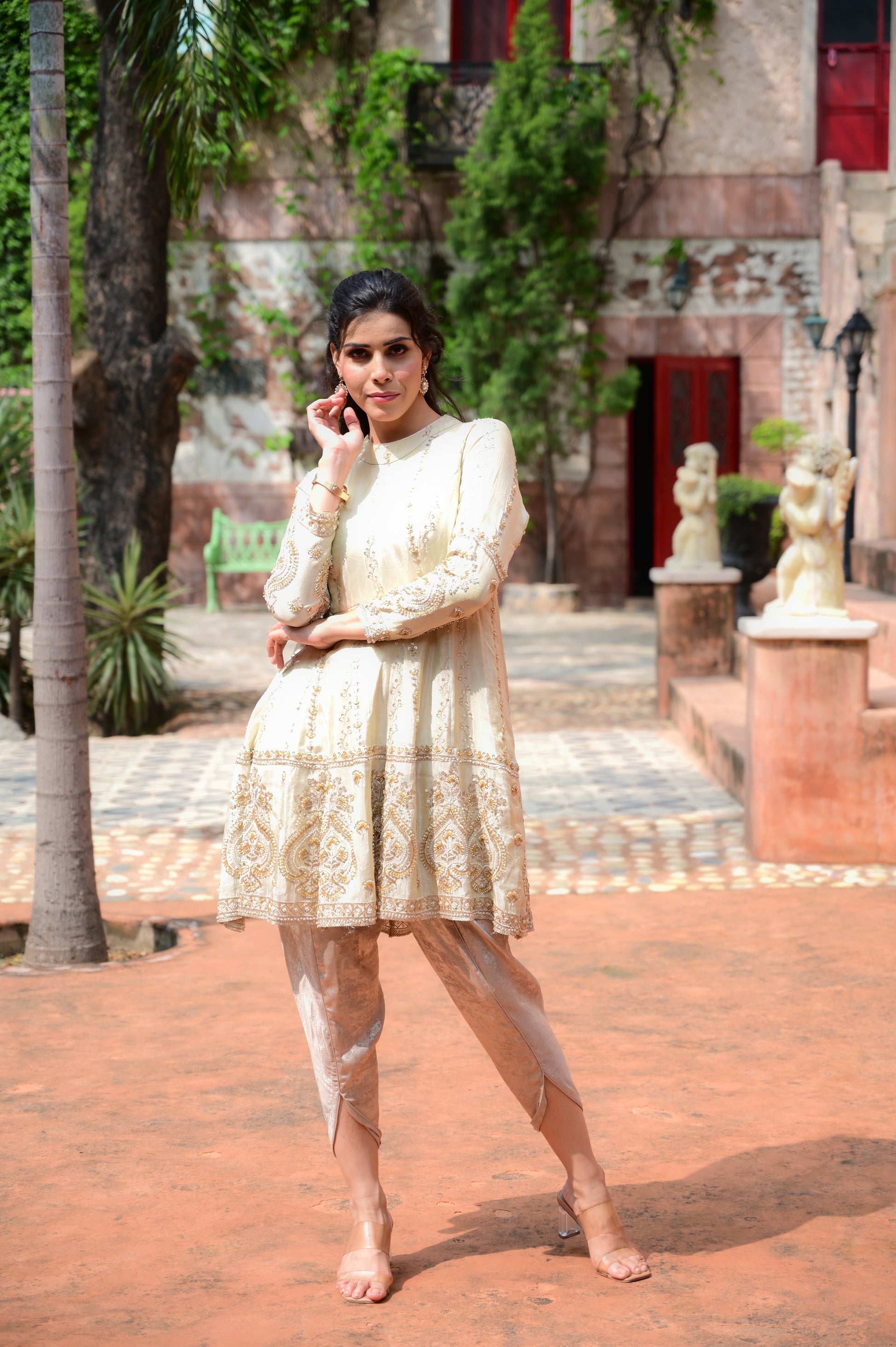 Luxe Golden Embroidered Anarkali