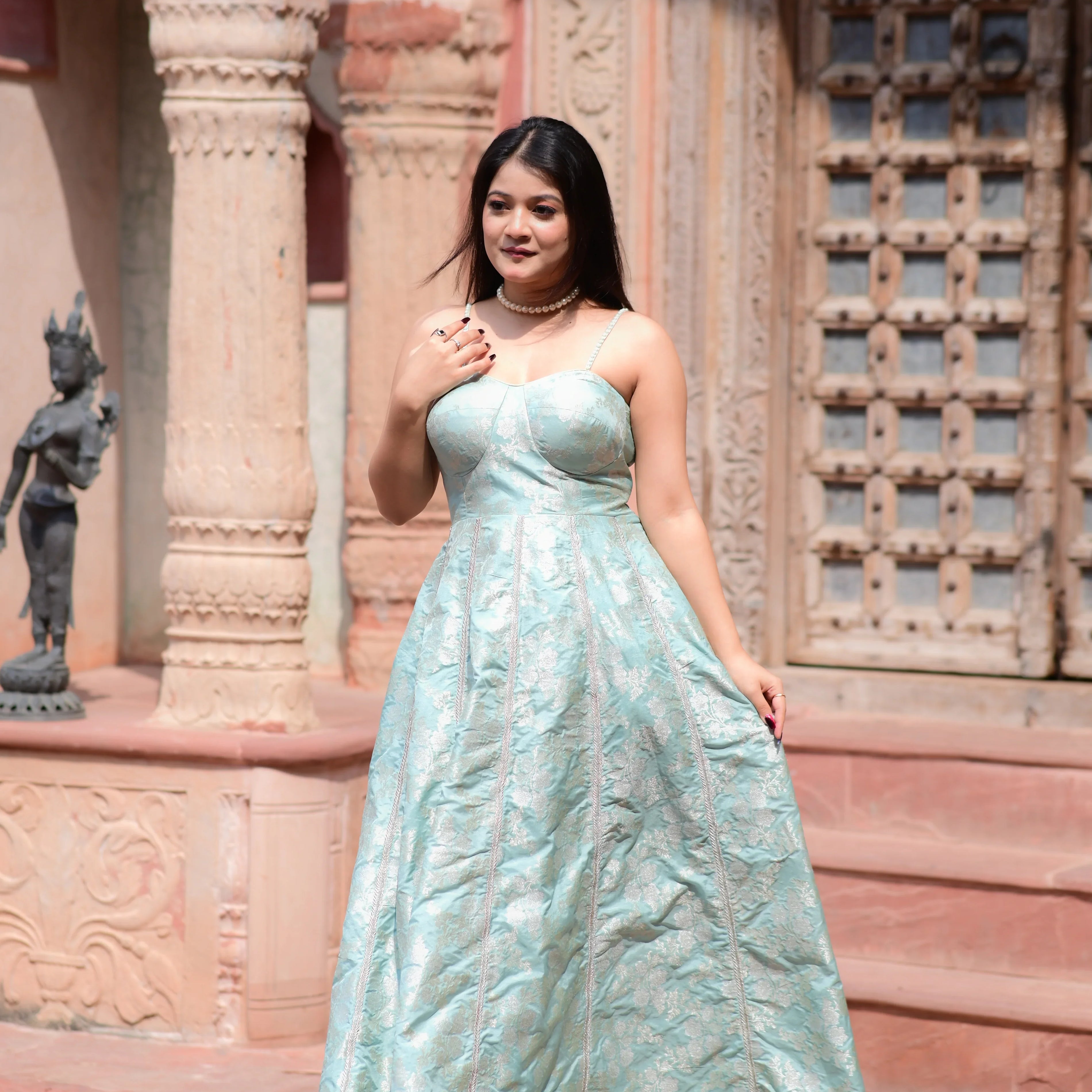 Aqua Blue Evening Gown