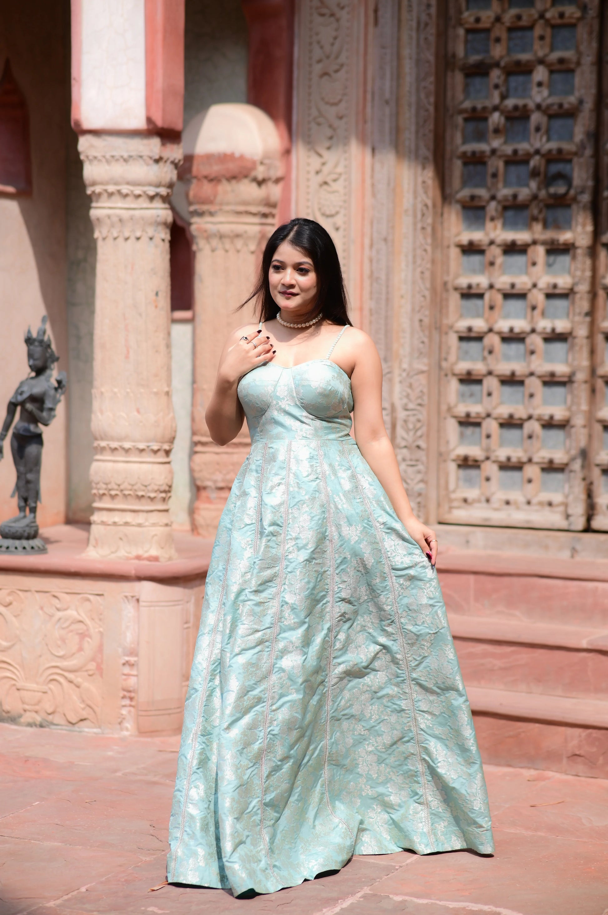 Aqua Blue Evening Gown