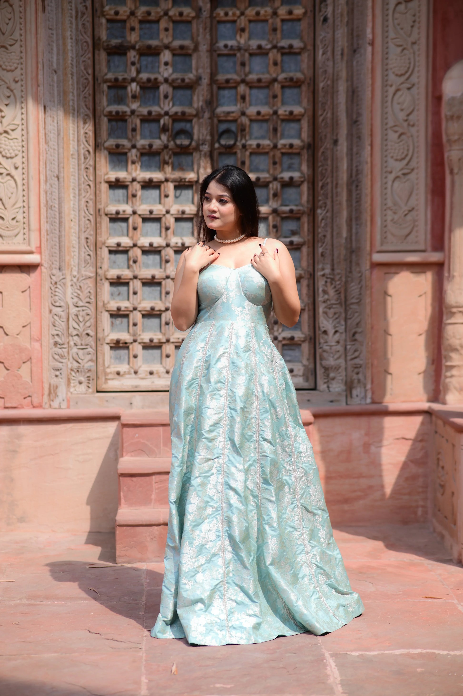 Aqua Blue Evening Gown