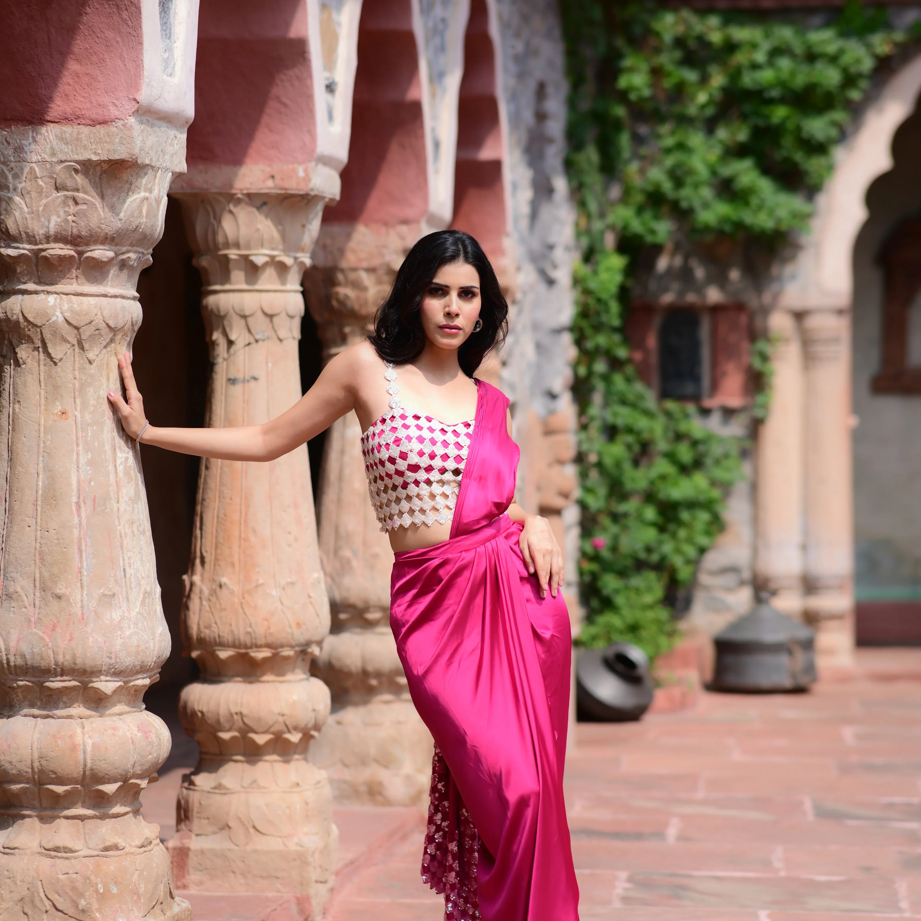 Fuschia Draped Skirt