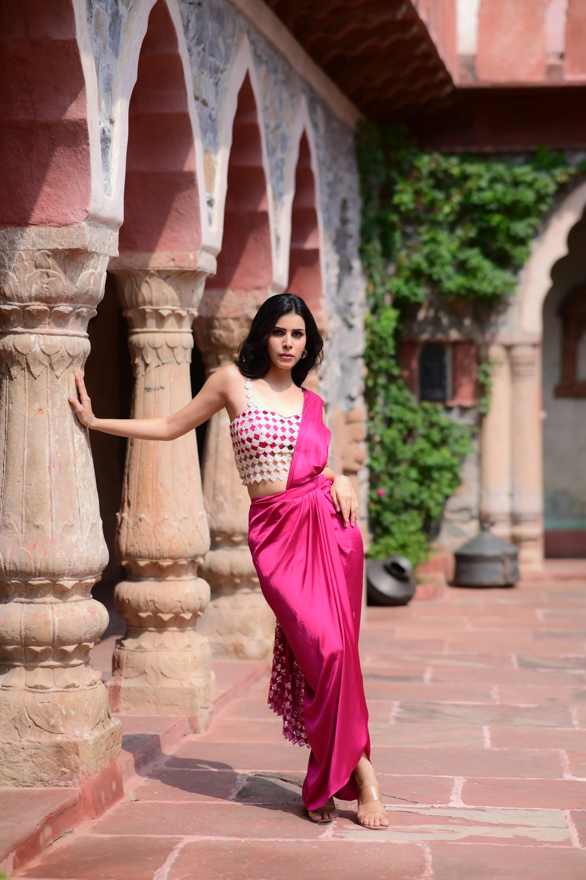Fuschia Draped Skirt
