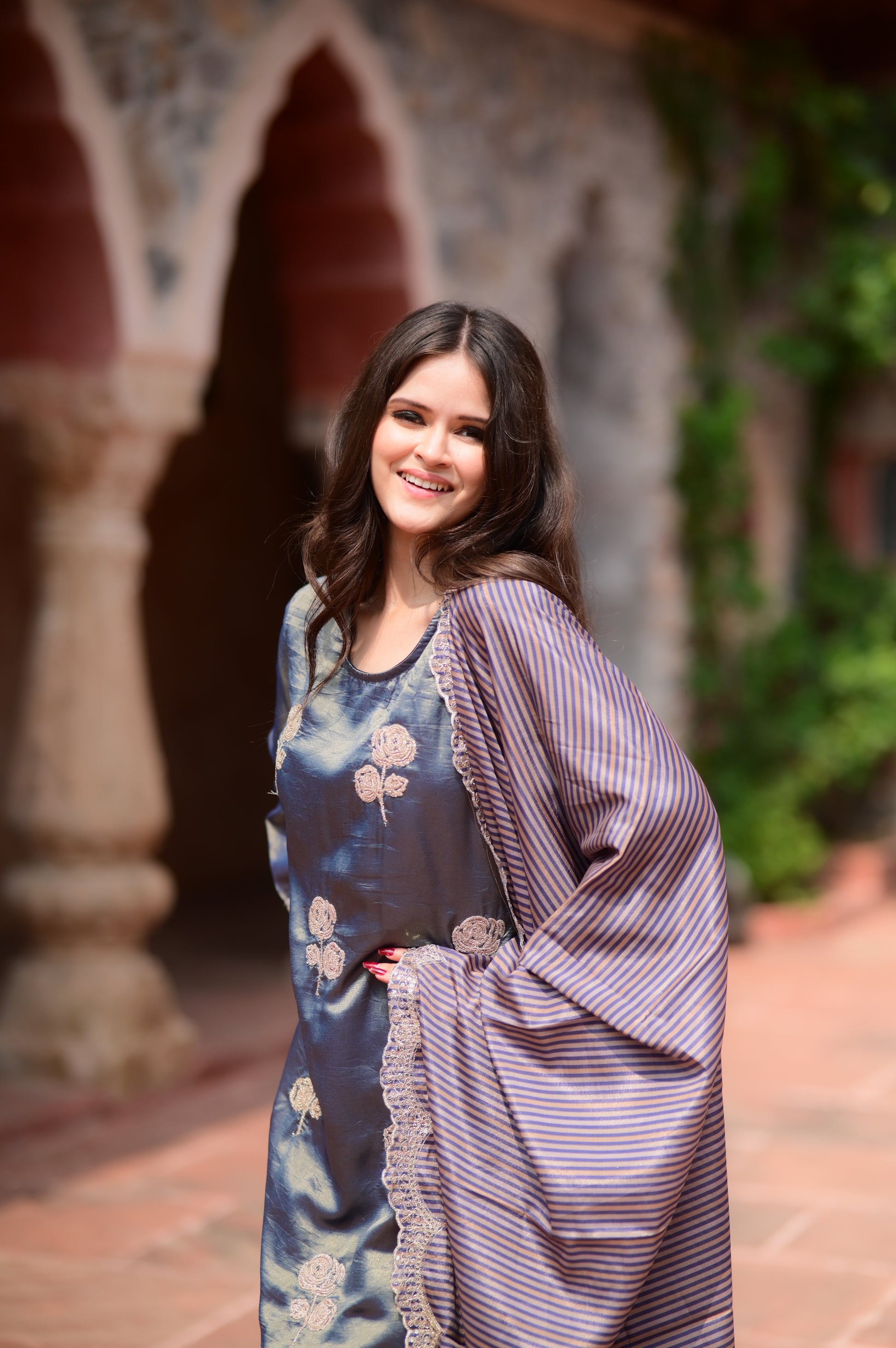 Navy Embroidered Kurta Set