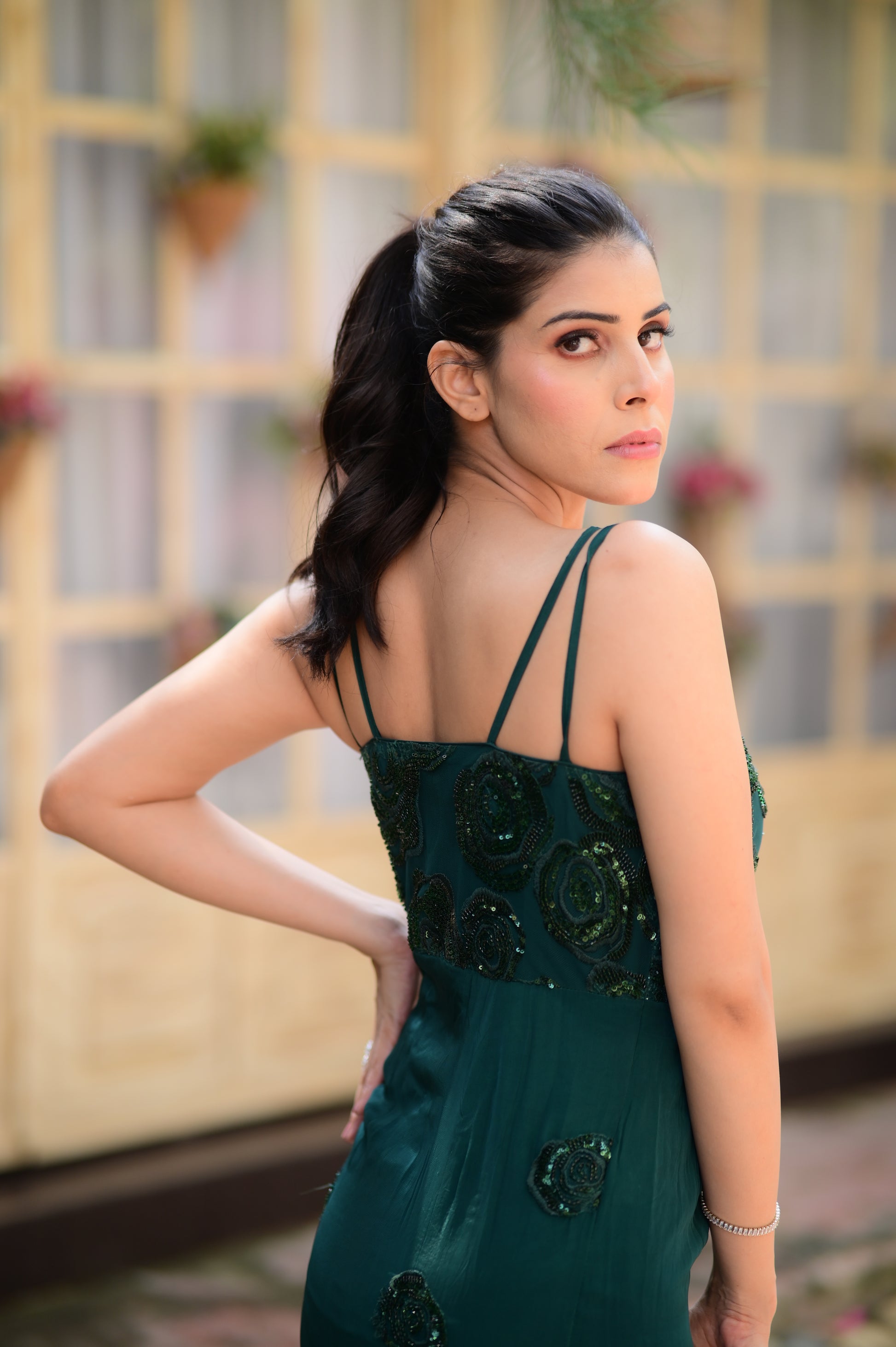 Emerald Green Embellished Gown