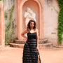 Black Ruffled Evening Gown