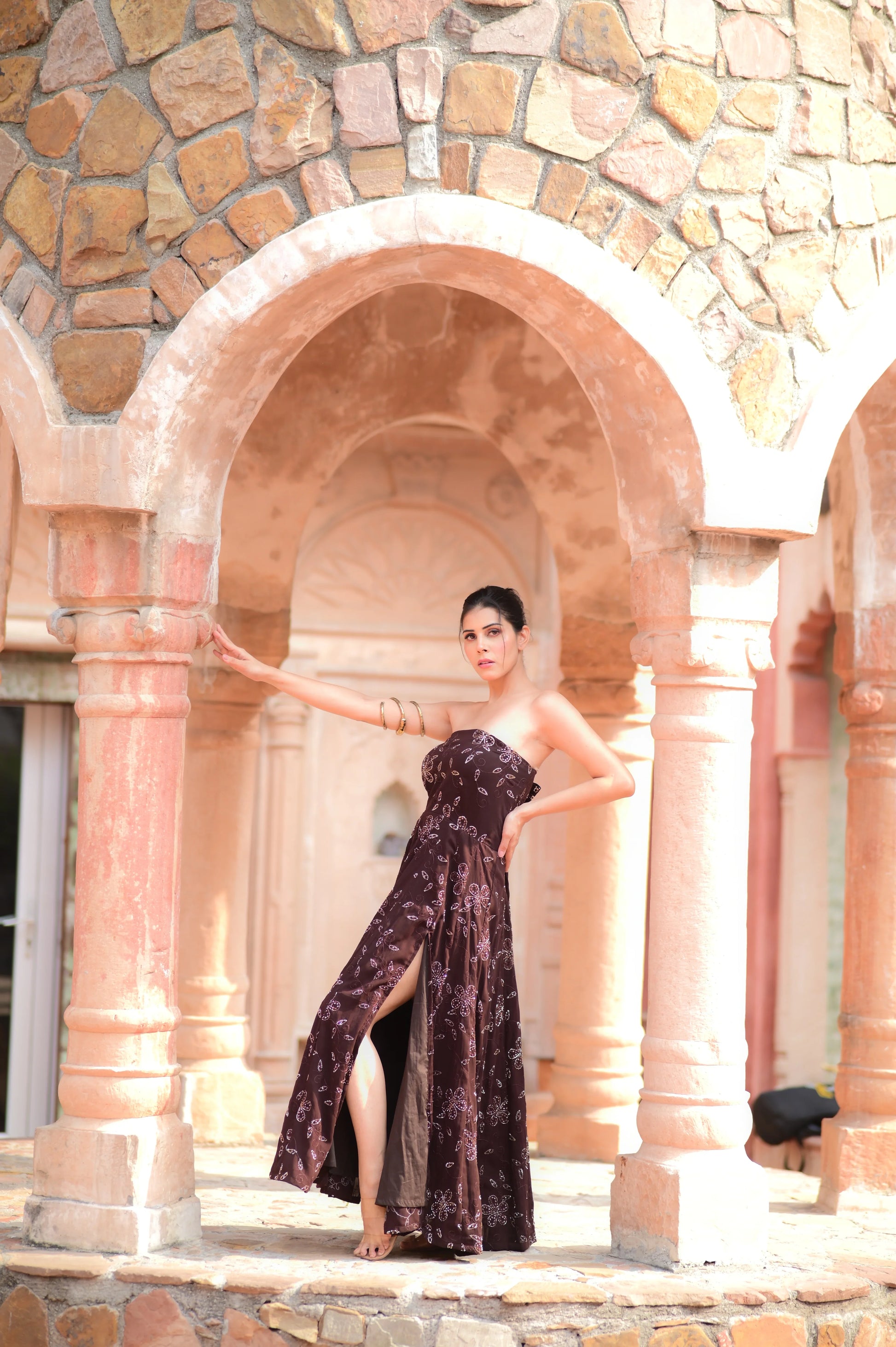 Maroon Strapless Gown