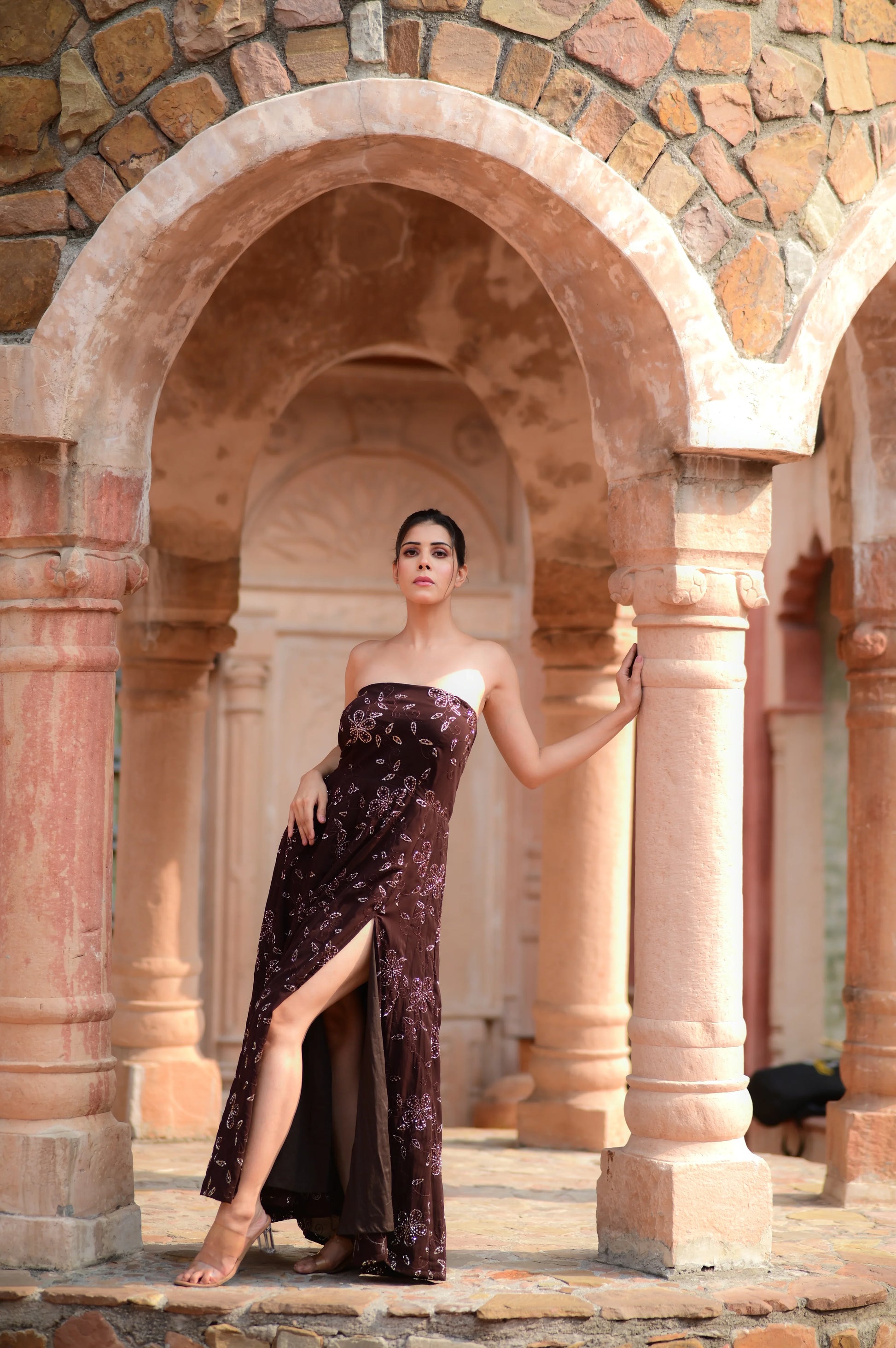 Maroon Strapless Gown