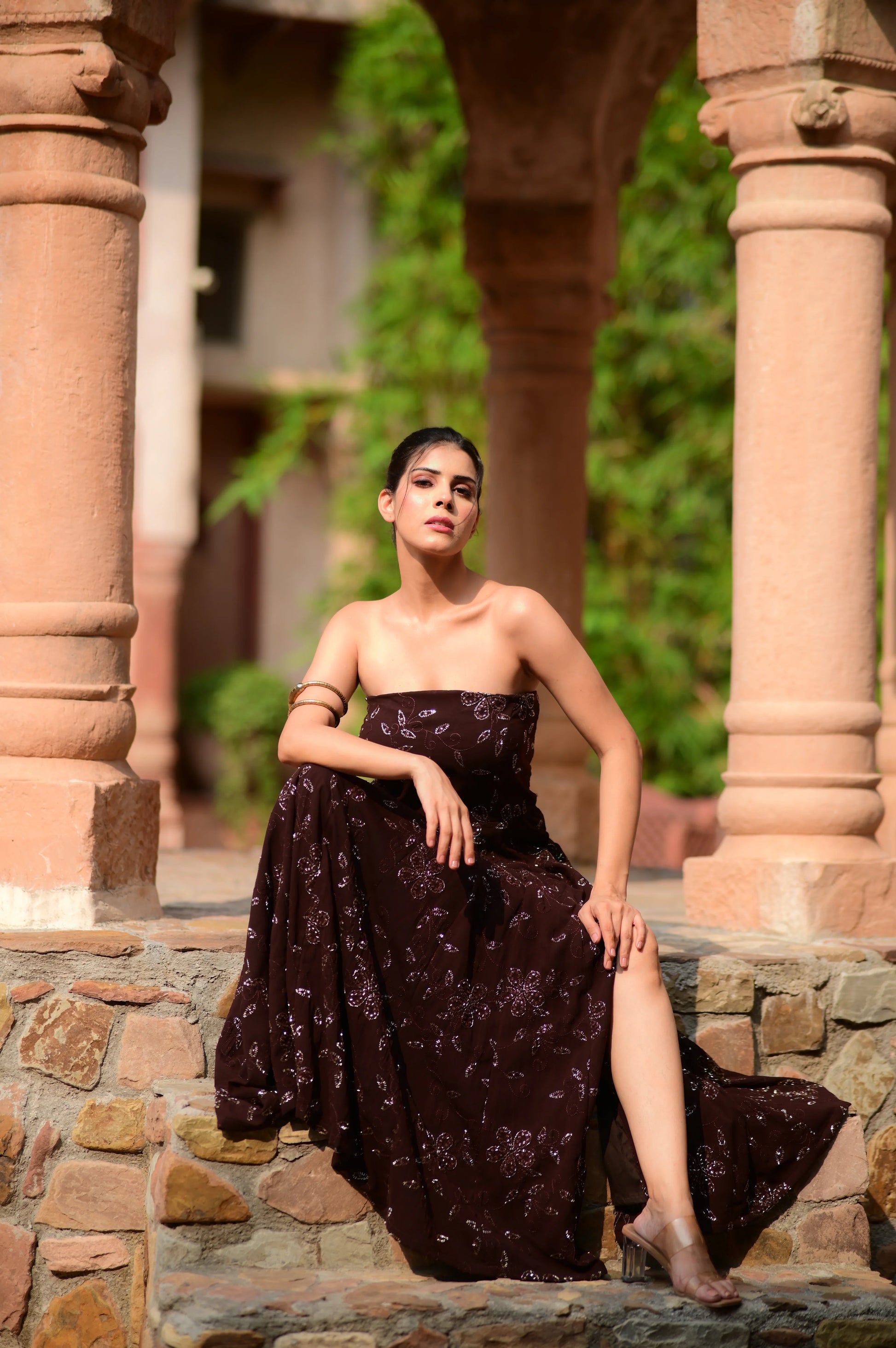 Maroon Strapless Gown