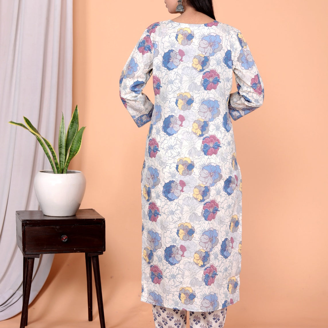 Blue Hand Block Print Cotton 2-in-1 Set – Kurta Set + Jacket Co-Ord with Hand Embroidery –  JY 10