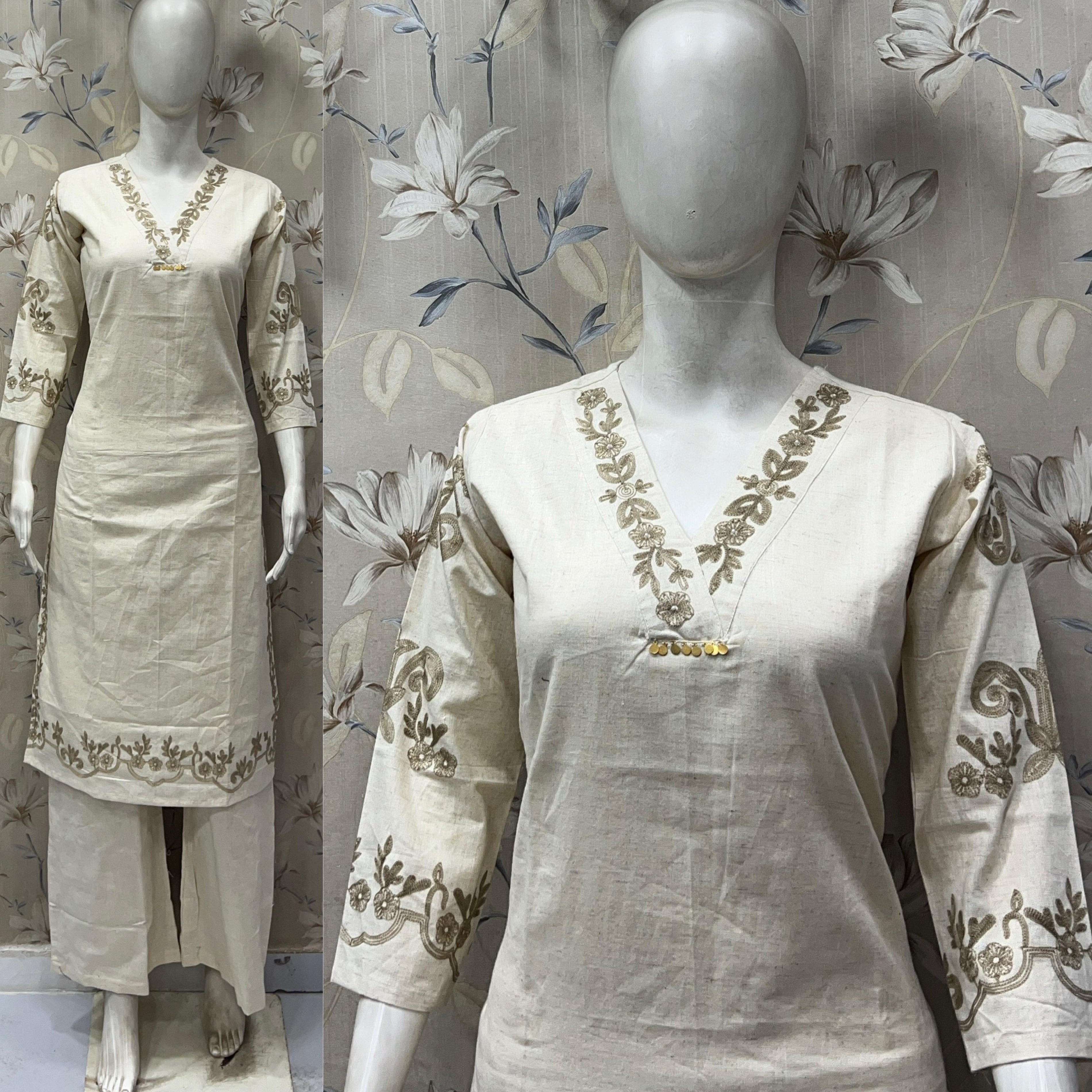 Flex Cotton Co-Ord Set with Thread & Coin Embroidery-JY 05